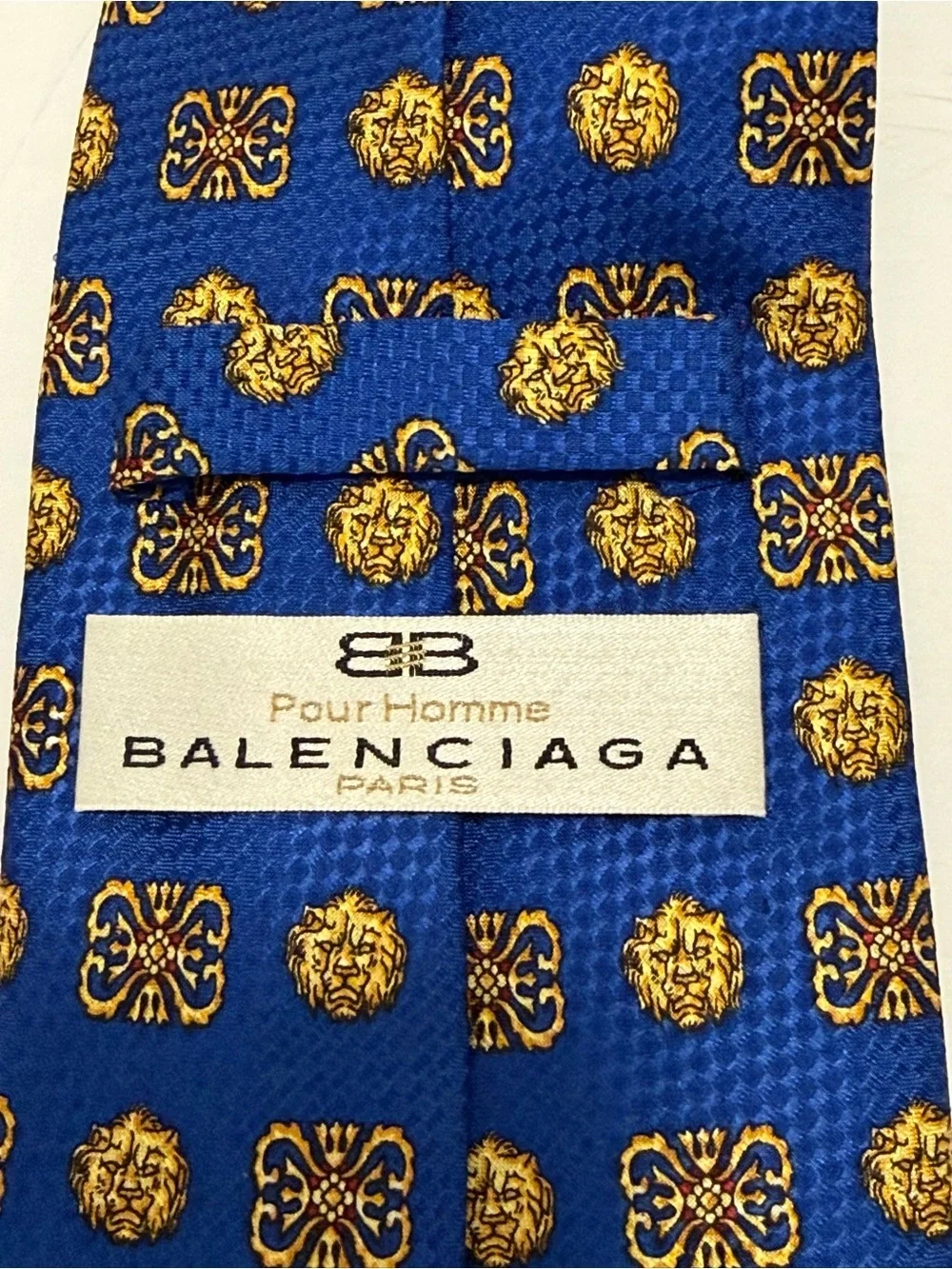 Balenciaga Silk Tie Blue Yellow Lion